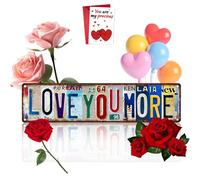 Vintage Love You More Wall Decor Street Signs, 16 × 4 In Valentine’s Day Romantic Metal Wall Decor, Love You Bye Sign Above Door for Home Bar Coffee Hallway Entryway (16 * 4in)