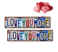 Vintage Love You More Wall Decor Street Signs, Love You More Sign Vintage Metal Tin Signs, 16 X 4 Inches for Above Door Bedroom Living Room Homes Bar Coffee (2PCS)