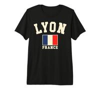Vintage Lyon Francia Bandera Francesa Recuerdo Retro Gráfico Camiseta Premium