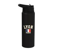 Vintage Lyon Francia Bandera Francesa Recuerdo Retro Gráfico Stainless Steel Insulated Water Bottle