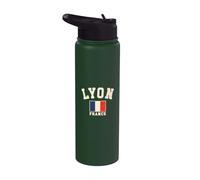 Vintage Lyon Francia Bandera Francesa Recuerdo Retro Gráfico Stainless Steel Insulated Water Bottle