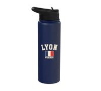 Vintage Lyon Francia Bandera Francesa Recuerdo Retro Gráfico Stainless Steel Insulated Water Bottle