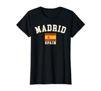 Vintage Madrid España Bandera España Recuerdo Retro Camiseta gráfica económica, Mujer, Negro, XS