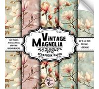 Vintage Magnolia Scrapbook Paper: Double Sided Sheets | Flower Pattern for Journaling, Card Making, Collage, and Various DIY Craft Projects | 8.5" x 8.5" (21.59 x 21.59 cm)