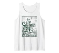 Vintage Mago Montando Gato Gigante RPG Fantasía Dark-Academia Arte Camiseta sin Mangas