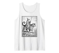Vintage Mago Montando Gato Gigante RPG Fantasía Dark-Academia Arte Camiseta sin Mangas