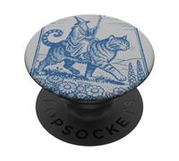 Vintage Mago Montando Gato Gigante RPG Fantasía Dark-Academia Arte PopSockets PopGrip Adhesivo