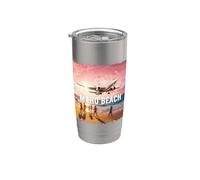 Vintage Maho Beach St. Maarten Atardecer Vaso térmico de acero inoxidable de doble pared