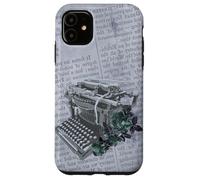Vintage Manual Máquina de escribir Arte Floral Periódico Gris Typist Carcasa para iPhone 11