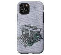 Vintage Manual Máquina de escribir Arte Floral Periódico Gris Typist Carcasa para iPhone 11 Pro