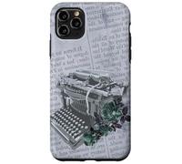 Vintage Manual Máquina de escribir Arte Floral Periódico Gris Typist Carcasa para iPhone 11 Pro Max