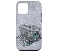 Vintage Manual Máquina de escribir Arte Floral Periódico Gris Typist Carcasa para iPhone 12/12 Pro