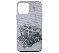 Vintage Manual Máquina de escribir Arte Floral Periódico Gris Typist Carcasa para iPhone 12 mini