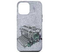Vintage Manual Máquina de escribir Arte Floral Periódico Gris Typist Carcasa para iPhone 12 Pro Max