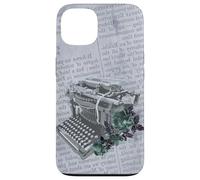 Vintage Manual Máquina de escribir Arte Floral Periódico Gris Typist Carcasa para iPhone 13
