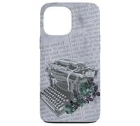 Vintage Manual Máquina de escribir Arte Floral Periódico Gris Typist Carcasa para iPhone 13 Pro Max