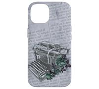 Vintage Manual Máquina de escribir Arte Floral Periódico Gris Typist Carcasa para iPhone 14