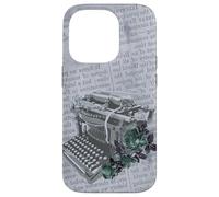 Vintage Manual Máquina de escribir Arte Floral Periódico Gris Typist Carcasa para iPhone 14 Pro