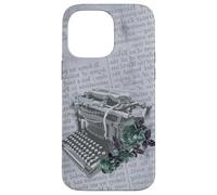 Vintage Manual Máquina de escribir Arte Floral Periódico Gris Typist Carcasa para iPhone 14 Pro Max