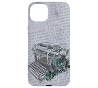 Vintage Manual Máquina de escribir Arte Floral Periódico Gris Typist Carcasa para iPhone 15 Plus