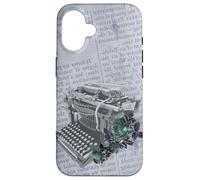 Vintage Manual Máquina de escribir Arte Floral Periódico Gris Typist Carcasa para iPhone 16