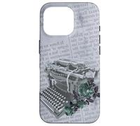 Vintage Manual Máquina de escribir Arte Floral Periódico Gris Typist Carcasa para iPhone 16 Pro