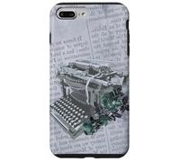 Vintage Manual Máquina de escribir Arte Floral Periódico Gris Typist Carcasa para iPhone 7 Plus/8 Plus