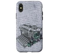 Vintage Manual Máquina de escribir Arte Floral Periódico Gris Typist Carcasa para iPhone X/XS