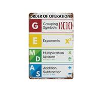 Vintage Math Poster Metal Sign Order Of Operations Educational Chart PEMDAS Rule Classroom Wall Decor for Teacher Office Study Room 8 X 12 inch