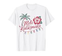 Vintage Maui Mele Kalikimaka Hawaii Palmera de Navidad Hibisco Camiseta