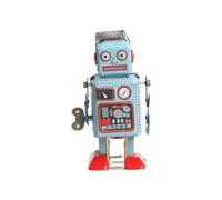 Vintage Mechanical Clockwork Wind Up Walking Robot Tin Toy Kids Gift Collection