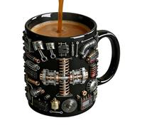 Vintage Mechanical Engine Cup - Ceramic Coffee Mug, Ceramic Engine Coffee Cup with Anti-Slip Handle | Vintage Mechanical Design for Home, Office, Boys, Men, Car Lovers, Tea, Holidays, Birthday