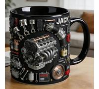 Vintage Mechanical Engine Cup - Ceramic Coffee Mug, Ceramic Engine Coffee Cup with Anti-Slip Handle | Vintage Mechanical Design for Home, Office, Boys, Men, Car Lovers, Tea, Holidays, Birthday