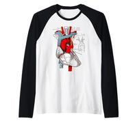 Vintage médico corazón Humano anatomía ilustración corazón Camiseta Manga Raglan