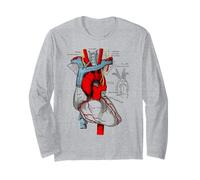 Vintage médico corazón Humano anatomía ilustración corazón Manga Larga