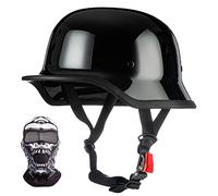 Vintage Medio Casco Moto Alemana, Cascos Abiertos Retro, Gorra Mujer Hombres Adultos con Hebilla de Liberación Rápida Ajustable, Scooter Crucero Bicicleta, 57~64cm Aprobados ECE