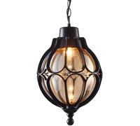 Vintage Mediterranean Pendant Light Aluminium Waterproof Glass Globe Hanging Lamp Outdoor Rainproof Exterior Ceiling Chandelier for Continental Villa Pavilion Grape Courtyard (Color : Black, Si