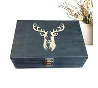 Vintage Memory Box, Hunter Display Case, Small Decorative Box with Deer Pattern, Shell Casing Holder, Collectible Display Boxes with 20 Slot Organizer, Father Grandpa for Living Room Shelf Nightstand