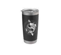 Vintage Mens & Womens Zen Koi Carp Pond Yin Yang Art Lover Vaso térmico de acero inoxidable de doble pared