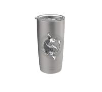 Vintage Mens & Womens Zen Koi Carp Pond Yin Yang Art Lover Vaso térmico de acero inoxidable de doble pared