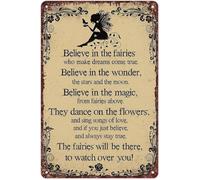 Vintage Metal Sign Enchanted Fairy Forest Whimsical Woodland Art For Bedroom Nursery Girls Room Living Room Dreamy Imaginative Decor 8 X 12 inch