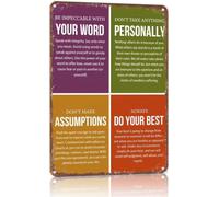 Vintage Metal Sign Four Agreements Quote Wall Decor 8 X 12 in