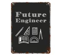 Vintage Metal Sign Future Engineer Designer Construction Inspirational Life Quote Wall Decor for Home Patio Garden Cafe 8 X 12 in