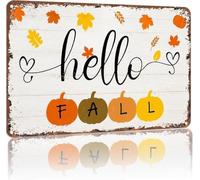 Vintage Metal Sign Leaf Season Wall Ornament 8 X 12 in