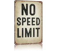 Vintage Metal Sign No Speed Limit Fast Lane Freedom Wall-Art for Garage Patio Home Office Decor 8 X 12 in