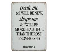 Vintage Metal Sign with Create Me Shape Me Beautiful Inspirational Quote Wall Plaque for Farmhouse Bedroom Prayer Room 8 X 12 Inch