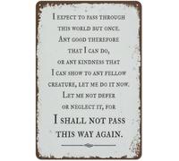 Vintage Metal Tin Sign I Shall Not Pass This Way Again Decor 8 X 12 in