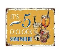 Vintage Metal Tin Sign Its 5 Oclock Somewhere Retro Bar Wall Decor for Home Man Cave Patio Beach House 8 X 12 inch