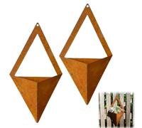 Vintage Metal Wall Vase, 9.8x5.5in Hangable Planter Vase Container, Wall Geometric Planter, Decorative Flower Pot for Home, Garden & Patio (2)