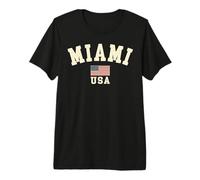 Vintage Miami USA Bandera Americana Florida Cool Souvenir Retro Camiseta Premium
